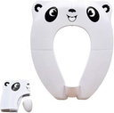 DILSIAI Panda Silicone Travel Portable Toilet Seat for Kids, Folding Silicone Design, Soft Non-Slip Seat Cover for Toddlers (White)