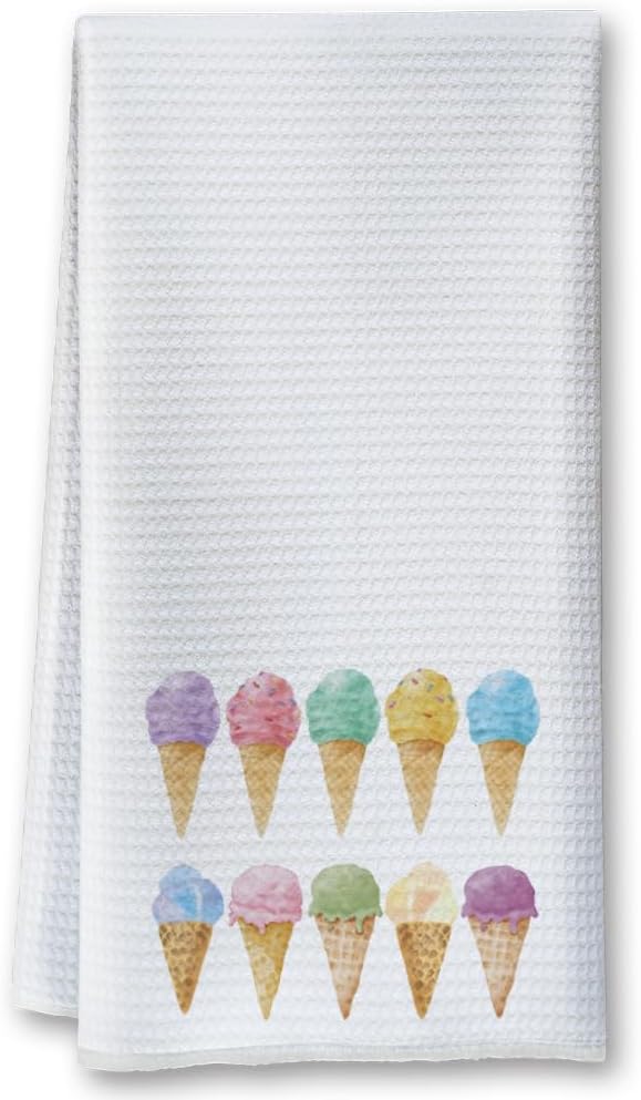 Ice Cream Decorations Kitchen Towels - Summer Decor - Ice Cream Decor Hand Towels - Summer Decorative Kitchen Towel 16 x 24 Inch