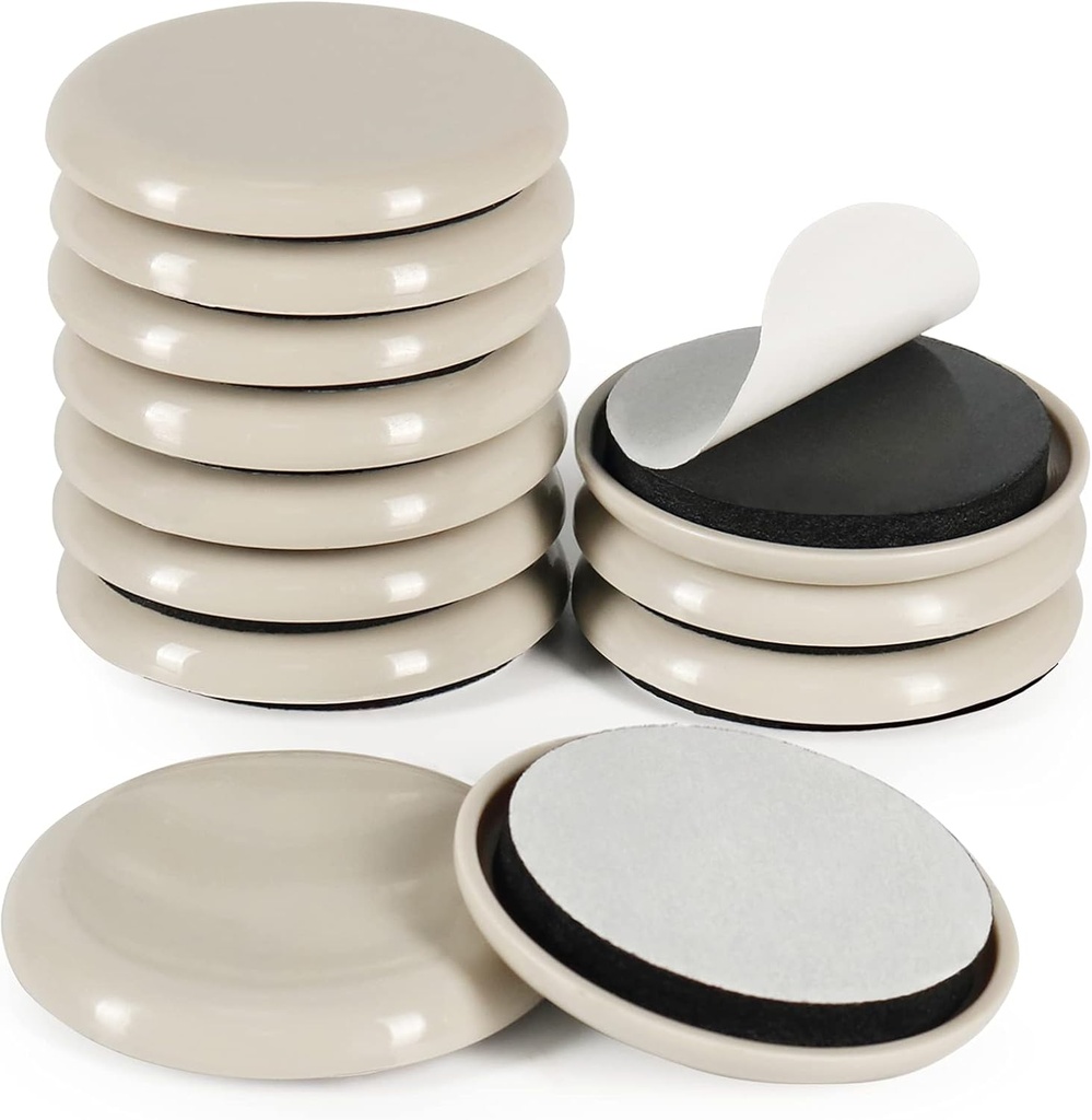 Furniture Sliders, 12pcs Furniture Movers 2 Inch Moving Pads Self Adhesive Gliders for Carpet and Hardwood Floors(Beige)