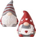 ABOOFAN Ceramic Gnome Salt Pepper Shaker Set Couple Gnome Spice Canister Kitchen Salt Container Mini Porcelain Seasoning Jar Valentines Day Wedding Sugar Dispenser, 8.50X6.10X5.50CM, Red