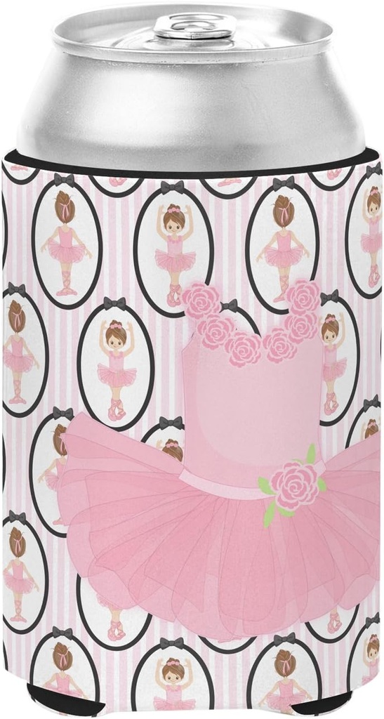 Caroline's Treasures BB5153CC Ballerina Pink Tutu Can or Bottle Hugger Cooler Washable Drink Sleeve Collapsible Beverage Insulated Holder, Can Hugger, Multicolor