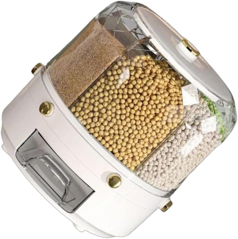 Multiple Section Dry Cereal Dispenser Convenient Pantries Storage Container with 6 Section for Rice Cereal and Dry Good