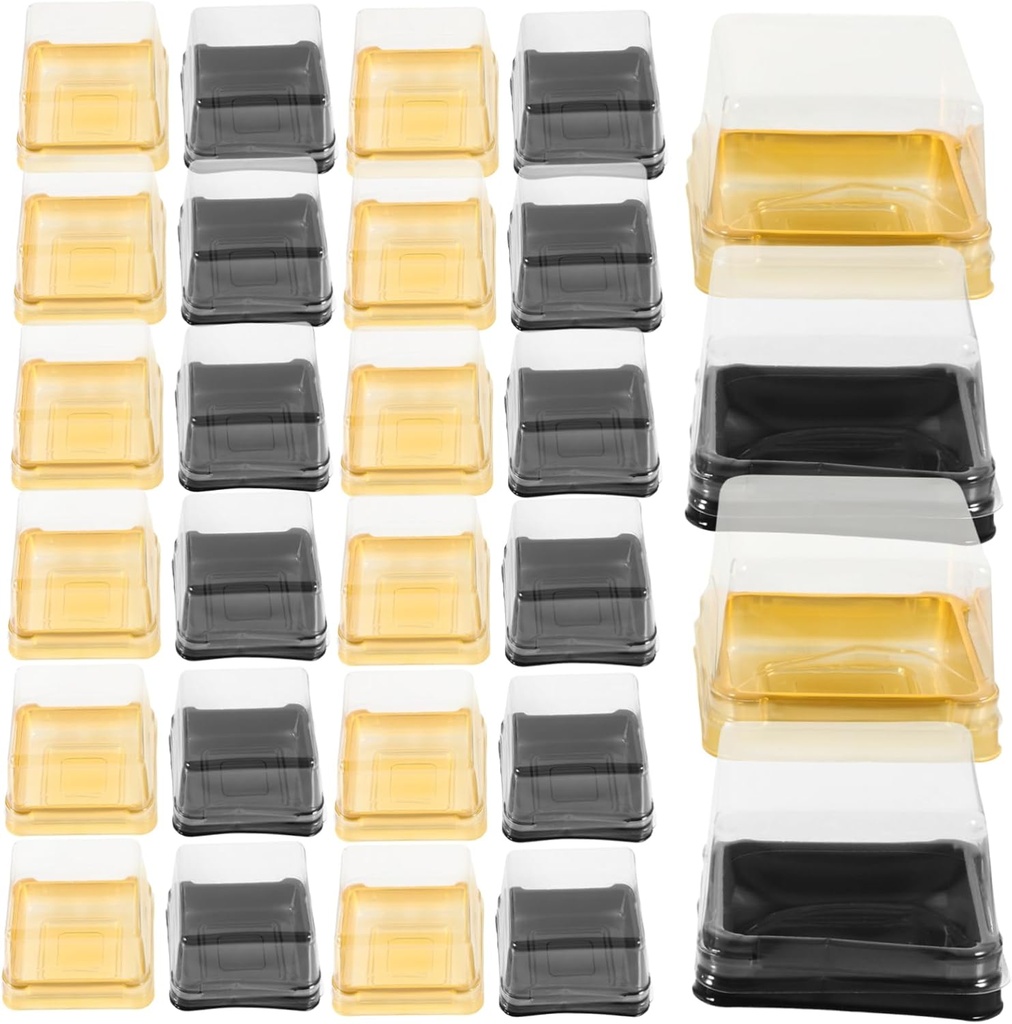 PRETYZOOM 100 Pcs Cupcake Boxes with Transparent Cover Square Bread and Cookie Storage Containers for Egg Yolk Puff and Mooncake Plastic Food Holders