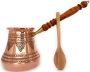 DEDE Copper-2020- PCZ Series (XXLarge-28fl.oz) - Thickest Solid Copper Stamped and Hammered Turkish Greek Arabic Coffee Pot with Wooden Handle, Stovetop Coffee Maker, Cezve, Jezve, Jazva, Ibrik, Briki