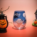 NIRA.Z Hand Painted Stemless Wine Glasses 16.9 OZ Set of 2, Wine Glass Cups for Red & White, Unique Design Wine Tumblers Ideal for Gift, Holiday, Party, Halloween, Home Kitchen Decor (Ghost)