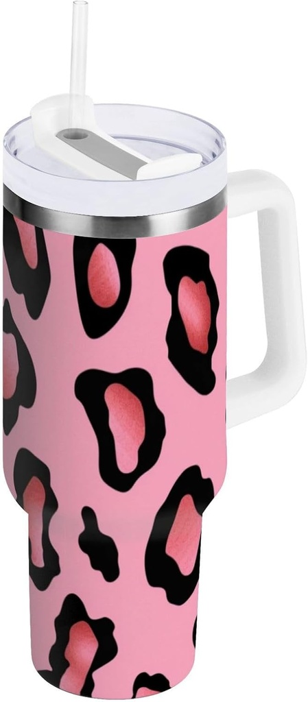 40 oz Tumbler With Handle and Straw Lid, Stainless Steel Vacuum Insulated Tumbler for Water, Iced Tea or Coffee, Easy to Clean (Rash Of Red Spots)