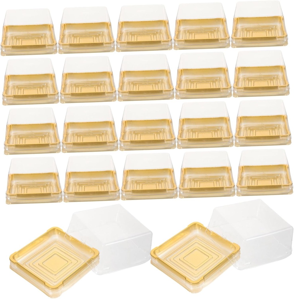 50pcs Mini Cupcake Boxes Reusable Plastic Mooncake Packaging Box Lid Bottom Single Cupcake Holders for Birthday Wedding Mother Day Christmas