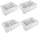 Zerodeko 4pcs Cupcake Containers Boxes for Birthday and Holiday Parties Muffin Holder for Desserts Food-grade Material for Personal and Commercial Use