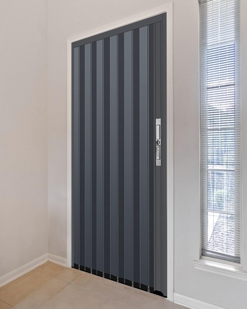 Accordion Door Lockable Accordion Folding Door, Aluminum Alloy Sliding Closet Doors for Home, Bathroom Bedroom Camper Privacy Protection Room Divider Gate(45x80in(114.3x203.2cm))