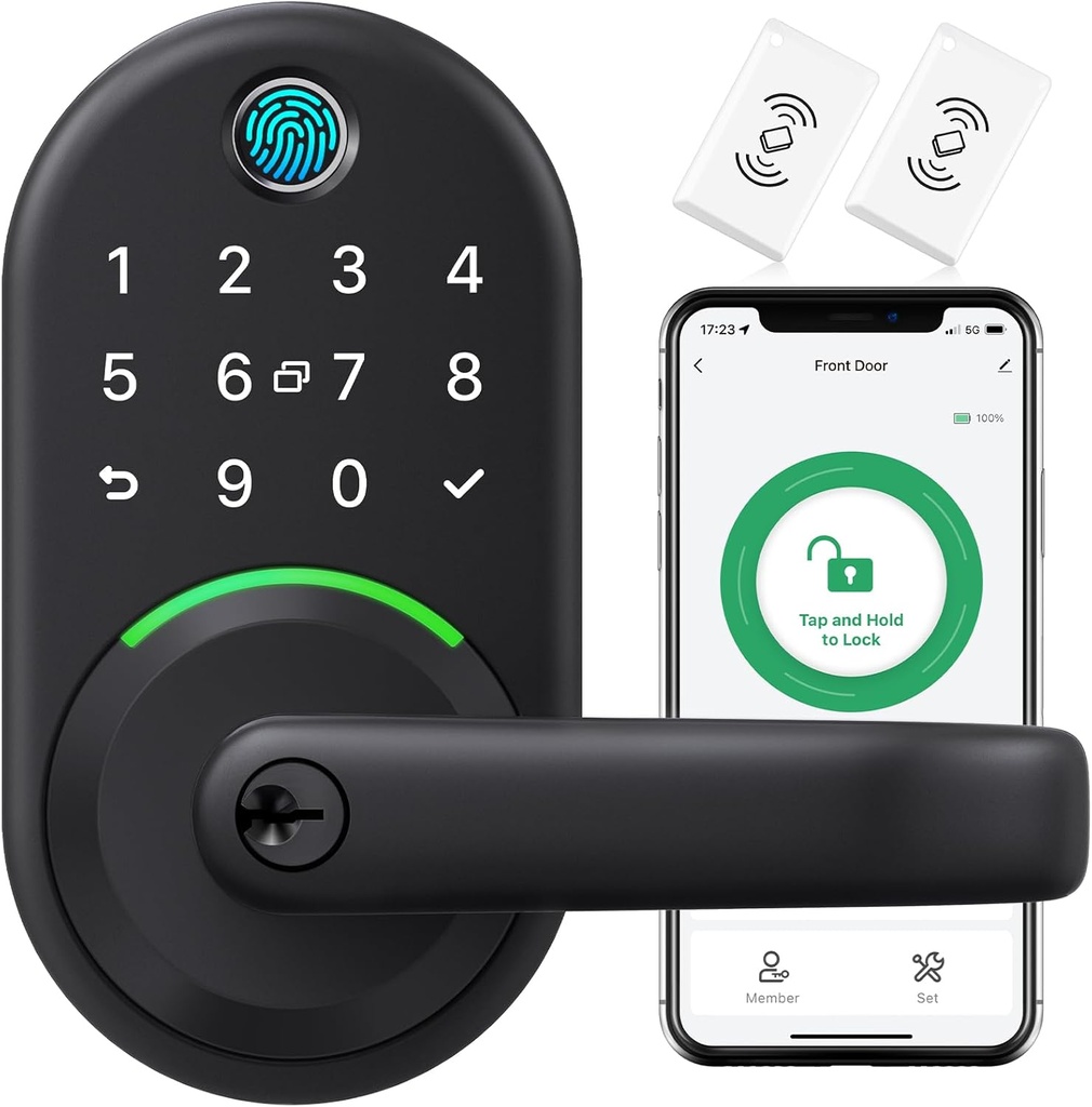 Smart Door Handle Lock with Keypad: Yamiry Fingerprint Smart Knob - Keyless Entry Digital Lock for Front Door - Deadbolt with APP - Generate Passcode Remotely - DIY Installation