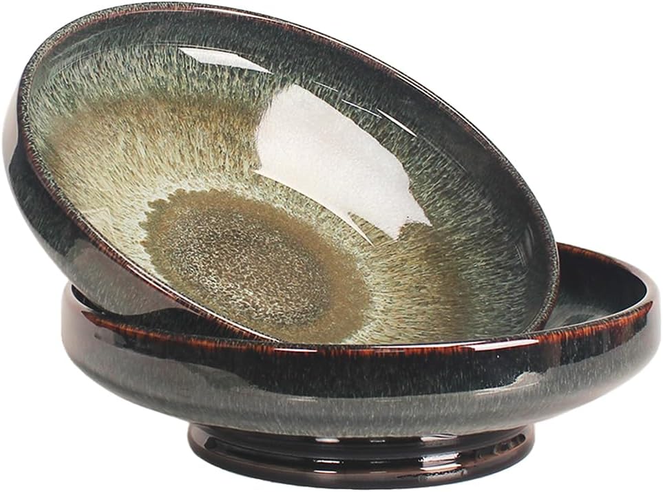 Soup bowl Soup plate Large Pasta Bowls 47 ounce, Set of 2, Serving,Salad,Dinner,deep Plate/Wide Bowl,Microwave, Oven, Dishwasher Safe Kitchen Dinnerware (Black 9.8-inch)