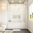 Bathtub Shower Doors 56-60" W x 60" H Double Sliding 3/8"(10mm) Frameless Clear Tempered SGCC Shatterproof Glass Width Adjustable Easy Clean Stainless Steel Hardware, DS01- Brushed Nickel
