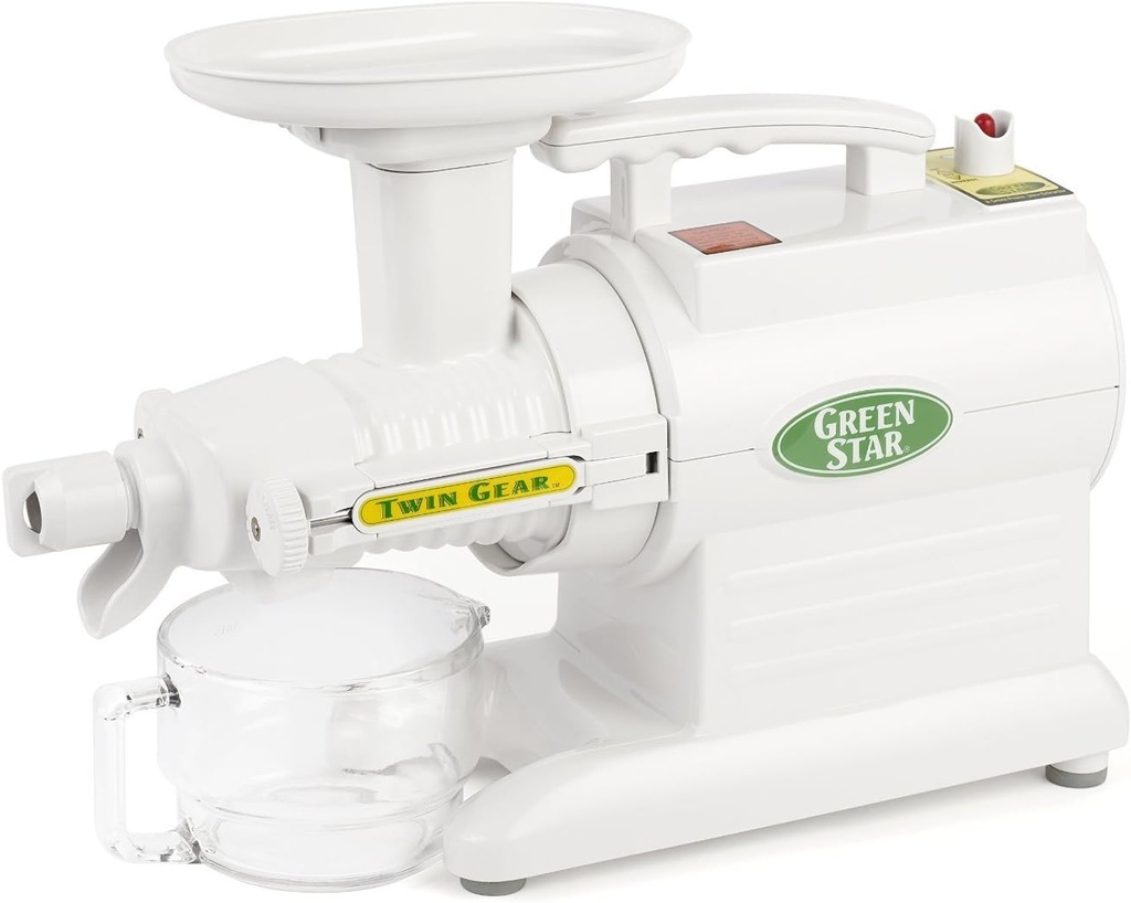 Tribest Greenstar GS-2000 Slow Masticating Juicer, Twin Gear Cold Press Juicer & Juice Extractor, White