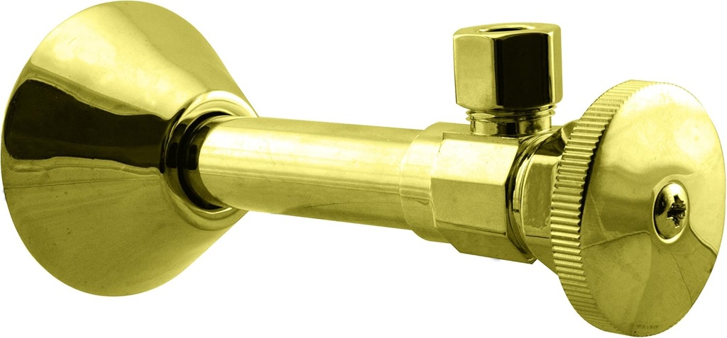 Westbrass D1112-01 Round Handle Angle Stop Shut Off Valve, 1/2" Copper Sweat x 3/8" OD Compression Outlet, Polished Brass
