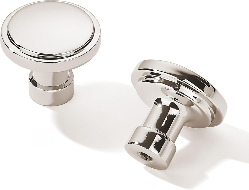 10 Pack Polished Nickel Cabinet Knobs 1-3/4 Inch, Jasper Pulls Solid Dresser Knobs Drawer Knobs Kitchen Cabinet Knobs Single Hole Knob for Cabinets and Drawers Round