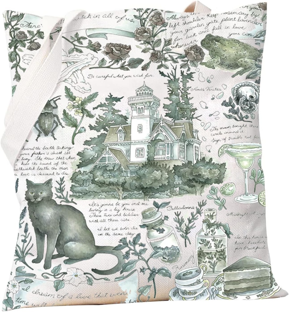 PXTIDY Sisters Apothecary Tote Bag Magic Witches Gift Salt Rosemary Lavender Love Aesthetic Vintage Shoulder Bag Witchy Gifts