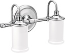 Moen YB6462CH Belfield 2-Light Dual-Mount Bath Bathroom Vanity Fixture with Frosted Glass, Chrome