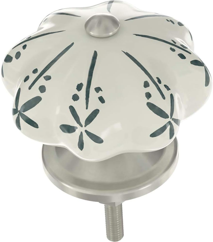 Franklin Brass Starburst Melon Cabinet Knob, Dark Teal Ceramic, 1-3/4 in Drawer Knob, 4 Pack, P41749S-DT-C