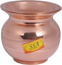 SHIV SHAKTI ARTS Handmade Pure Copper Kalash/Lota Silver Touch Design with Lid Volume=700 ML Each for Diwali, Pooja, Festival-Home Decoration::Set of 1