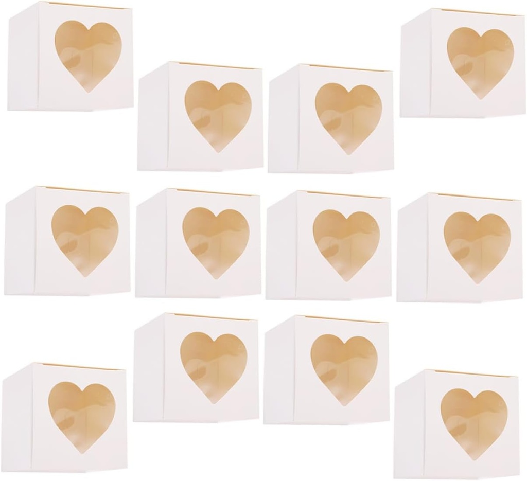 OUNONA Versatile 12pcs Window Bakery Boxes Cake Muffin Cupcake Tart Paper Packaging