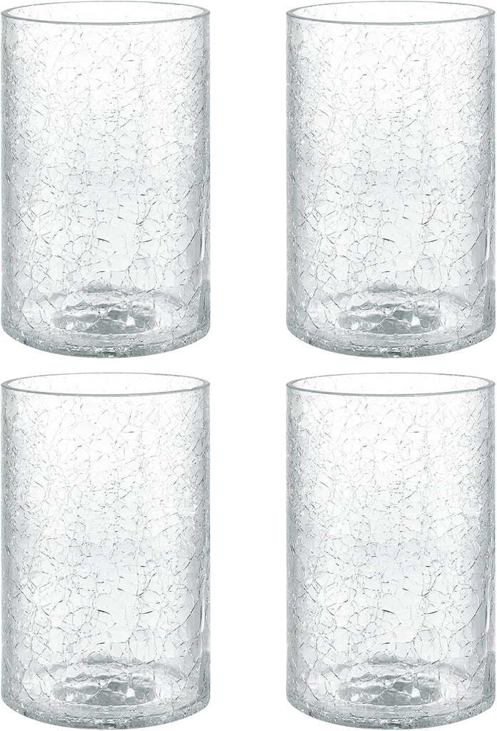 Skelang Crackle Lip-less Glass Lamp Shade, Cylindrical Light Cover with Fitter Opening, Replacement for Chandelier, Pendant, Bathroom Vanity Light, 4 Pcs