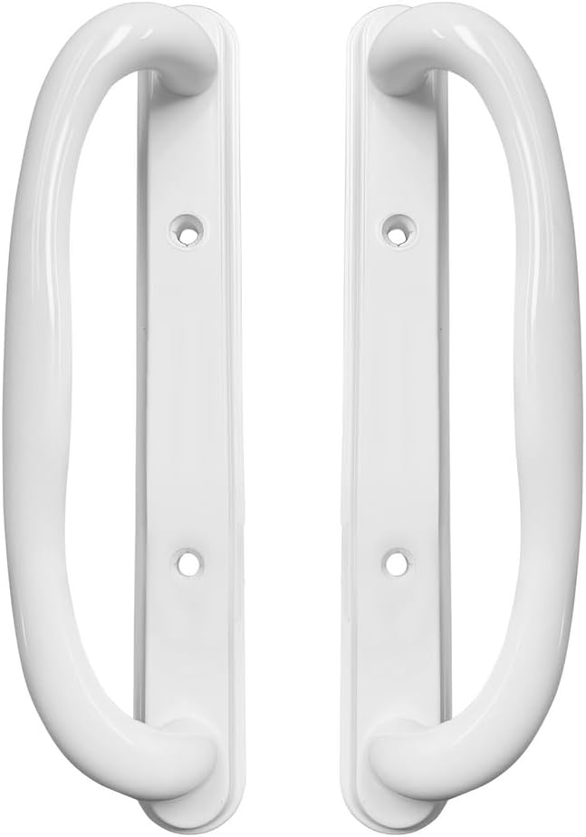 10" Olympus Sliding Patio Glass Non-Keyed Dummy Handle Set Replacement - Fits 3-15/16" inches Hole Spacing, and 1-1/4" to 2-1/4" Door Thickness - No Latch (White)