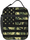 Camouflage American Flag Lunch Box - Camo Insulated Lunch Bags for Women/Men/Girls/Boys Detachable Handle Lunchbox Meal Tote Bag