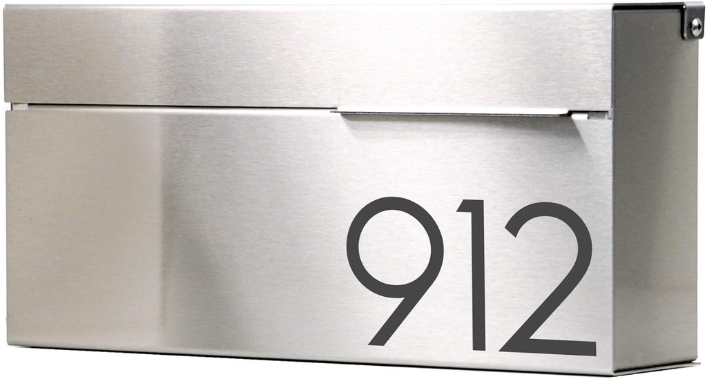 Vsons Modern Design Mailbox, Stainless Steel, Wall-Mount Mailbox Vsons Design Louis S (Brushed Stainless Steel with Engraved Numbers)