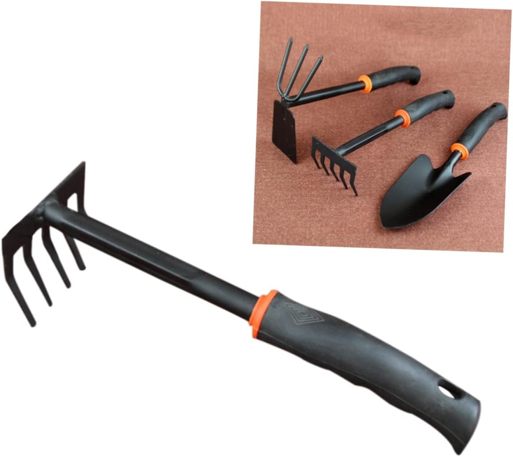 Angoily Household Tools Hand Tiller Rake Gardening Tiller Lawn Rake Metal Garden Tools Hand s Grass Small Mini Metal Aerator