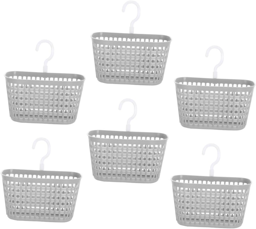 6pcs Rotating Hanging Storage Baskets for Bathroom and Kitchen Organizer Lightweight Gray Wall Baskets with Hooks for Vertical Space Saving for Cosmetics and Snacks