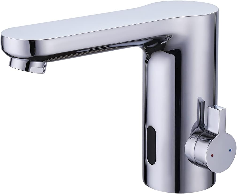 Sersor Automatic Touchless Bathroom Faucet Hot & Cold Mixer Sensor Faucet with Control Box,Genuine Brass Vanity Faucets,Hands Free Bathroom Tap(Chrome)