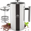 French Press Coffee Maker，50OZ Double Wall Vacuum Insulated 304 Stainless Steel for Home, Camping and Office