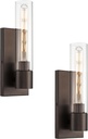 Sconce Wall Lighting Set of 2, HWH 1-Light Bathroom Vanity Light Fixtures, Farmhouse Wall Vanity Lamp with Clear Glass Shade, Oil-Rubbed Bronze Finish for Bedroom Kitchen, 5HY104B-2PK ORB
