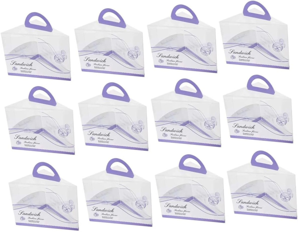 Healifty 12pcs Portable Transparent Cake Boxes with Locking Design Food Grade Triangle Cake Holder for Birthday Desserts and Pastry Carrying