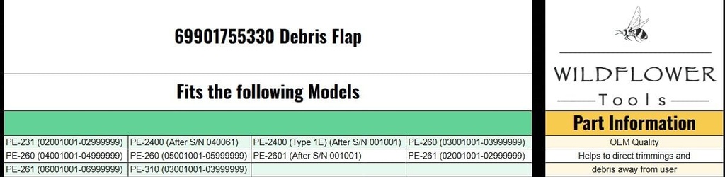 69901755330 Debris Flap Compatible with Echo PE Edgers