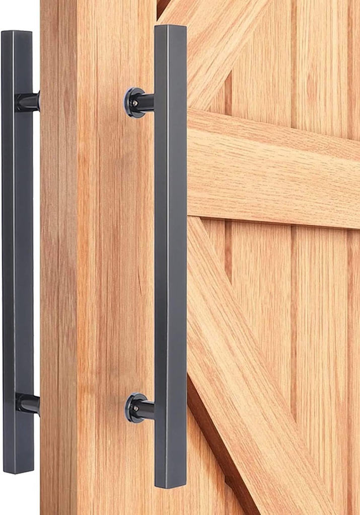 Door Handle Sliding Barn Door Handle Set,Stainless Steel Pipe Door Push Pull Bar Handle with Hardware Handle for Interior Exterior Glass Wooden Door (Matte Black 120cm/47.2in) (Gloss Black 1