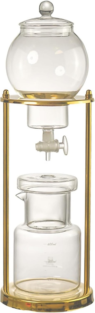 Tower Ice Coffee Maker Capacity Tea Tower,Cold Brew Drip Tower, Cold Brew Drip Tower,Cold Brew Coffee Maker 600ml/20.29oz Capacity, Iced Coffee Maker in Stainless Steel and Borosilicate Glas