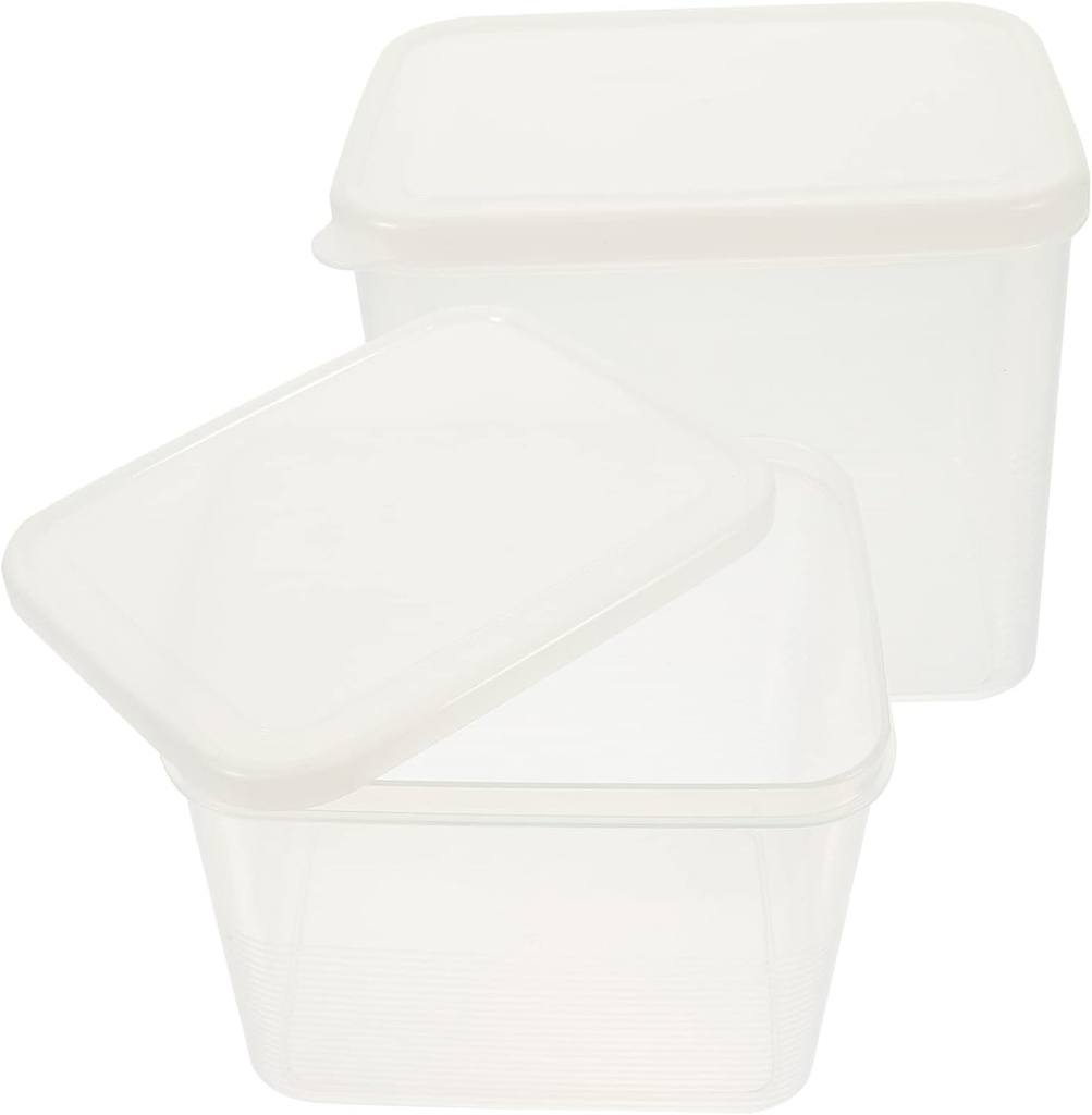 Veemoon 2pcs Airtight Crisper Box Storage Containers for Bread Fruits Snacks Leakproof Fridge Organizer