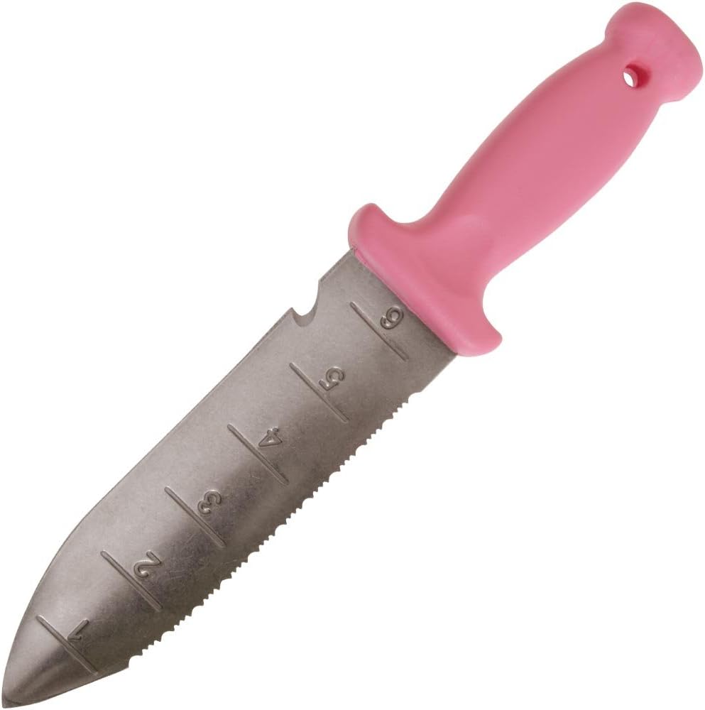 A.M. Leonard Deluxe Soil Knife, Pink – Hori Hori w/ 6-Inch Stainless Steel Blade