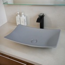 22x14 Inch Grey Stone Resin Vessel Sink Rectangle Bathroom Sink Above Counter, Modern Grey Vessel Sink for Bathroom Vanity