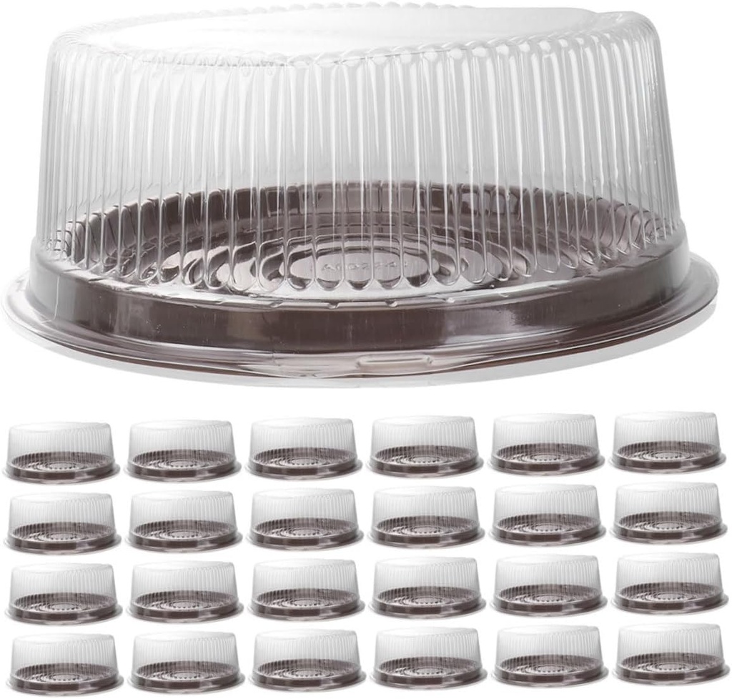25pcs Round Cake Carrier Boxes with Clear Lids Plastic Cake Containers for Transporting Muffins and Pastries for Weddings Parties and Special Events