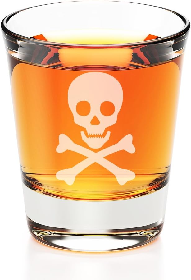 Skull Poison Design Engraved Fluted Shot Glass