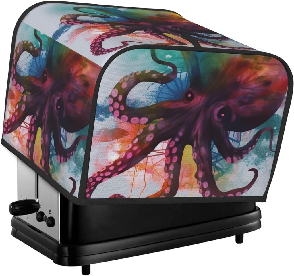 4 Slice Toaster Covers Bread Machine Cover Quilted Dustproof Fingerprint Protectors Small Washable Appliance Cover Abstract Colorful Octopus Bread Maker Dust Protection Universal Size