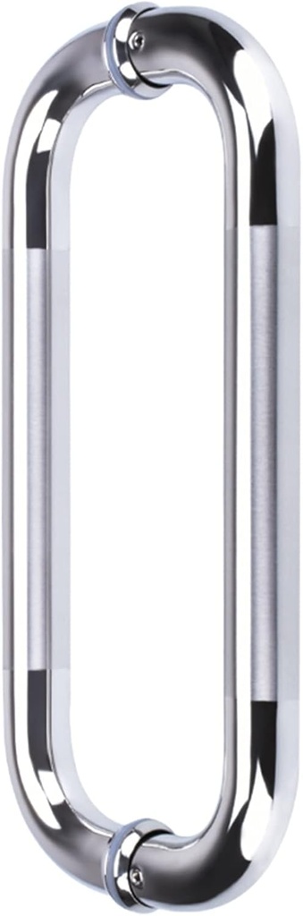 ETULLE Shape Stainless Steel Door Handle Set,Cabinet Kitchen Bathroom Barn Door Handle,Double Sided Round Tube Modern Entrance Gate Handles (Color :Silver,Size :42.5cm (16 3/4"))