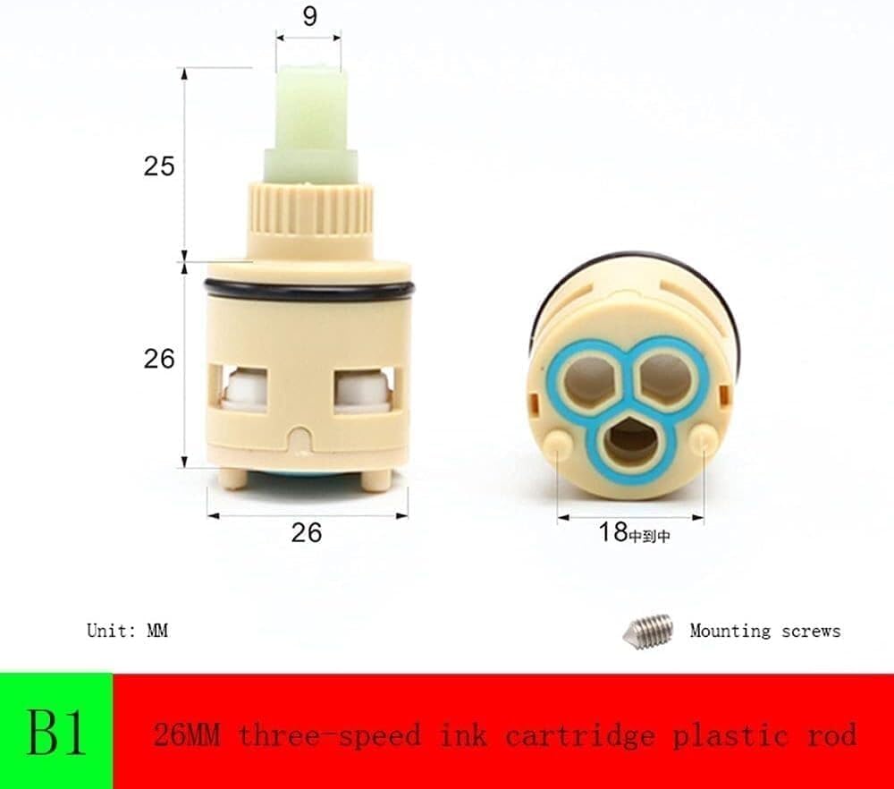 Tap Cartridge,Mixer Tap Cartridge Replacement, Ceramic Tap Cartridges 26mm Ceramic Disc Plastic Bath Basin Shower Lever Mixer Tap Inner Cartridge Replacement
