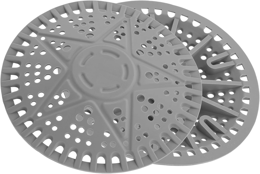 2pcs Shower Drain Hair Trapper, 5.5 Inch Silicone Floor Drain Cover with Fine Water Holes Design Tub Debris Strainer Protector Hair Trapper for Shower Bathtub Sink (Grey)