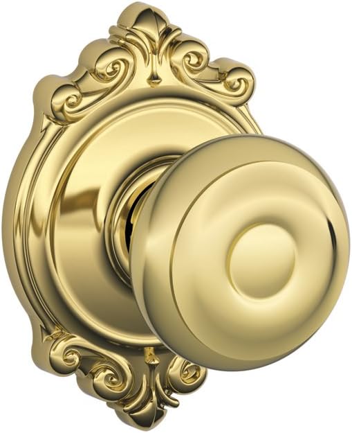 SCHLAGE F10 GEO 505 BRK Brookshire Collection Georgian Passage Knob, PVD Bright Brass
