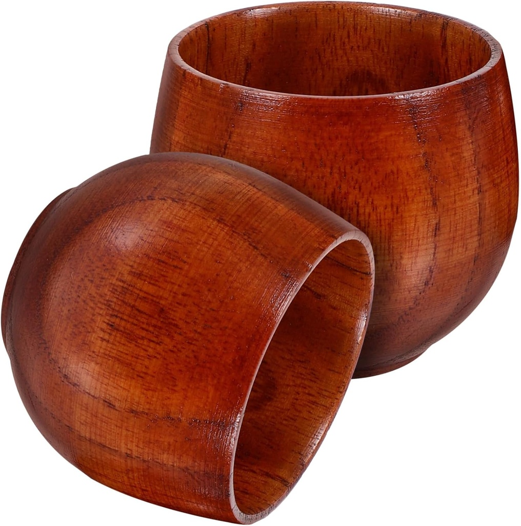 2Pcs Japanese Style Wooden Sake Cups Smooth Drinking Tea Cups for Sake Spirits Water Elegant Natural Design for Home Bar Restaurant Entertaining