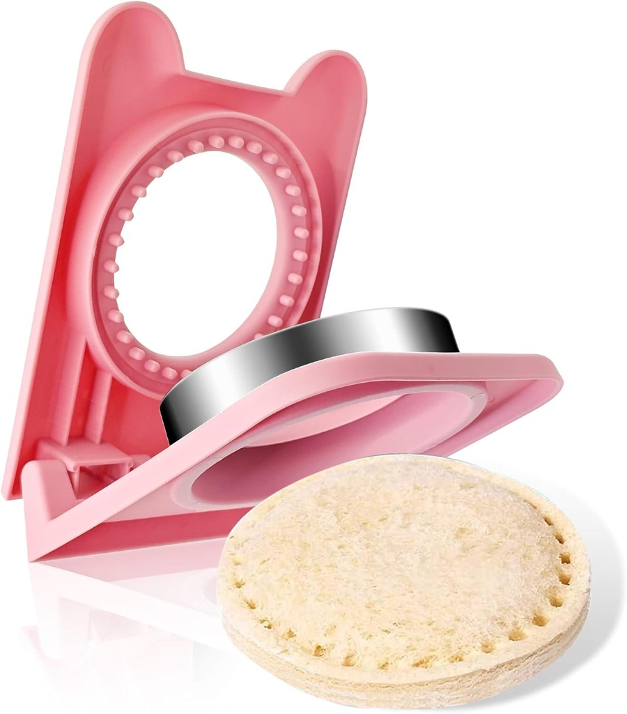 Round Sandwich Cutter and Sealer,Sandwich Cutters for Kids Lunch,Crustless Sandwich Cutter,Cookie Cutter for Children Lunchbox and Bento Box (Pink Round)