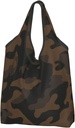 Large Reusable Foldable Shopping Bag,Camo Hunting Brown Camo Kitchen Carry Tote,Grocery Pouch